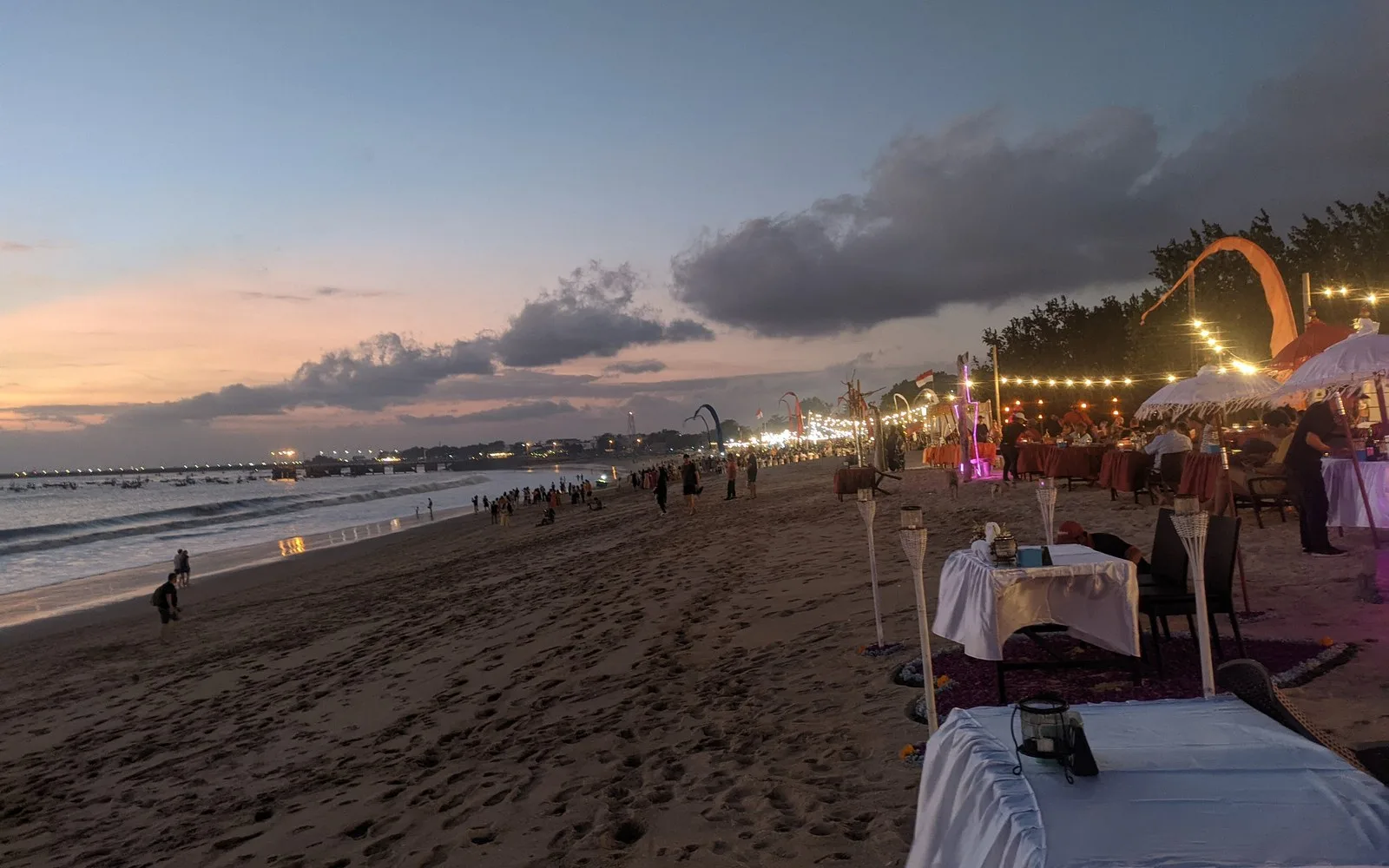 Jimbaran beach at sunset
